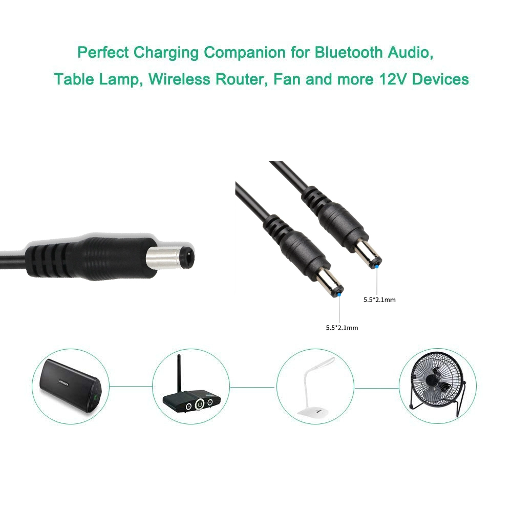 Удлинительный кабель 1M 22AWG DC от штекера к штекеру 5,5x2,5 мм, угловой