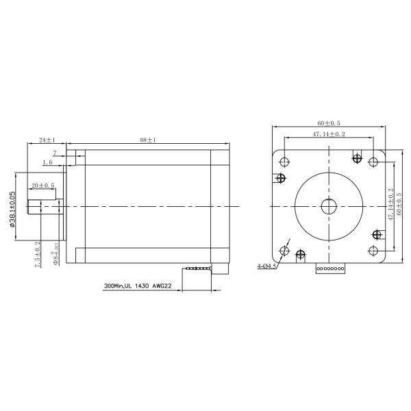 JQ60STH86-2008AF Nema24 2-фазный гибридный шаговый двигатель 1,8 градуса Высокий крутящий момент3.0N.m Для текстильного оборудования