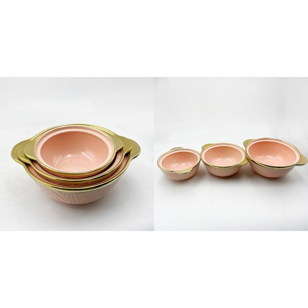 Розовый мрамор с позолоченным краем Порцелановый обеденный мискул Домашний отель Керамика посуда множество размеров