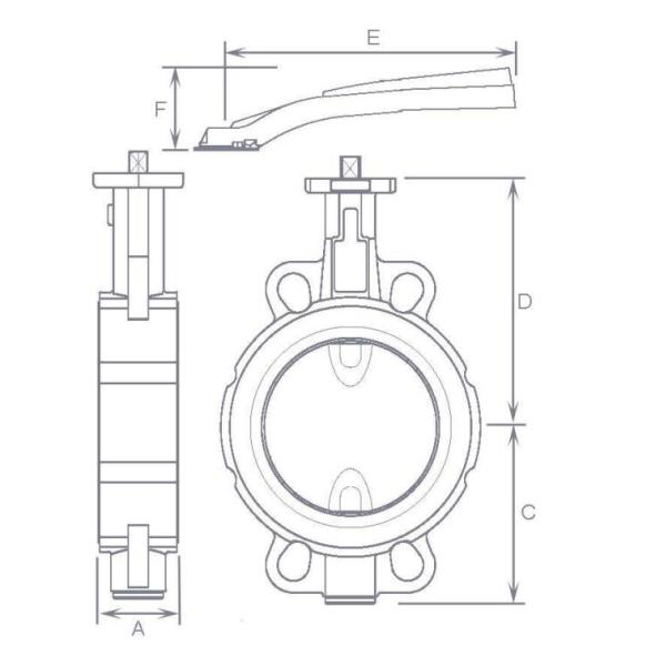 Aluminum Bronze Wafer Butterfly Valve , NBR Lined Butterfly Valve PN 16