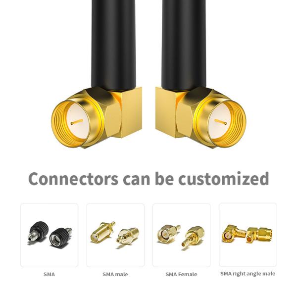 Antenna GSM de borracha exterior com faixa de frequência de 2,4 g mhz e tipo de conexão personalizável