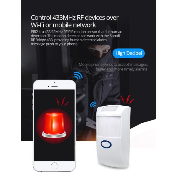 Sonoff Pir2  Smart Motion Sensor Detector 433 mhz Wifi Wireless Alarm Security System For Smart Home