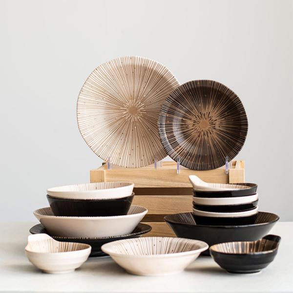 Servidores de jantar de porcelana de cor sólida com utensílios de mesa de cerâmica vintage de estilo japonês