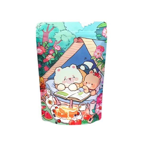 Customized Color Child Resistant Heat Sealed Die Cut Bag 3.5 Grams Snacks Candy Self Sealing Zipper PE Plastic Flower Packaging Salad Bags