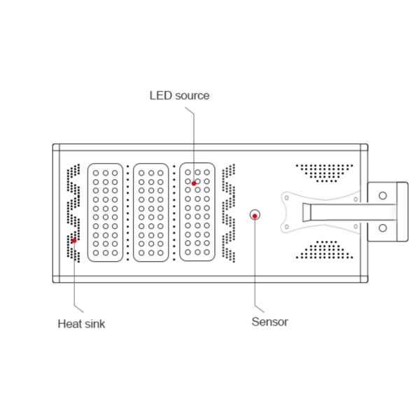 100 Вт Лампы Интегрированный солнечный уличный свет Наружное освещение 160lm / w 5 лет гарантия водонепроницаемая IP67 для дорог и шоссе