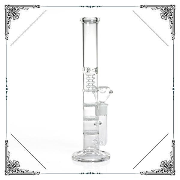 Triple Honeycomb Percolator Hookah Bongs 12 Inch Clear Straight Tube Glass Smoking Pipe
