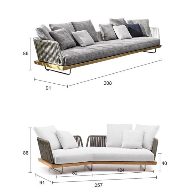 Modern New Design PL Ribbon Woven Aluminum Frame Hotel Villa Sofa And Table Set