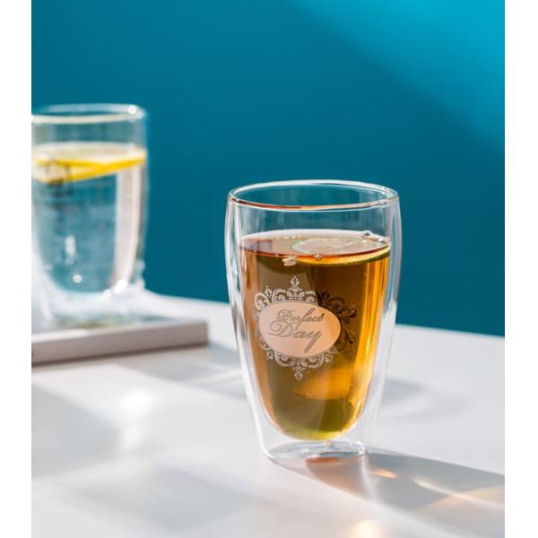 Clear Insulated Double Wall Drinking Glass 12oz Clear Heat Resistant Tumbler 340ml