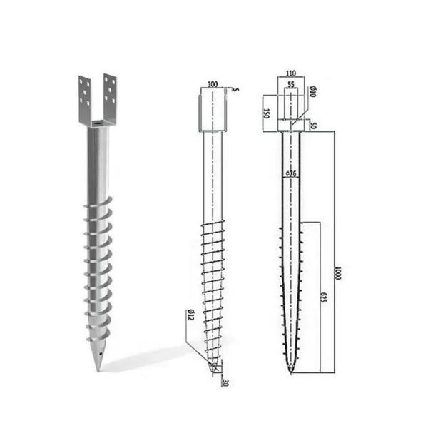 U Shape Galvanized Steel Ground Screw Pile with Customized Helix 0.276