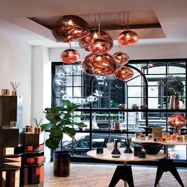 Nordic Design Modern Glass Decorative Red Silver Yellow Chandelier Hanging Pendant Lamps