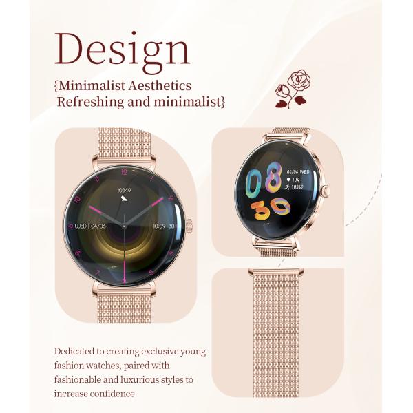 Reloj inteligente V85 Fashion para mujer, pantalla AMOLED delgada, llamada BT, monitor de muñeca, rastreador de actividad física