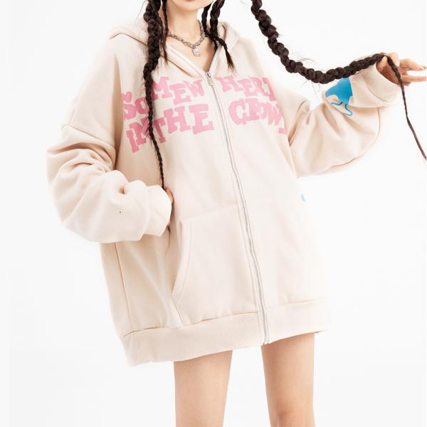 Custom Unisex Y2k Streetwear Zipup Hoodie with 3D Puff Print and Full Zip Closure