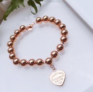 Custom Fine Beaded 14k 18k Gold Ball Chain Bracelet 925 Sterling Silver Heart charm