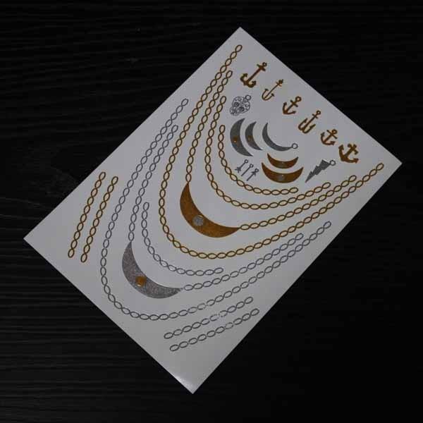 Temporary metallic tattoo, silver metallic tattoo, gold metallic tattoo, colorfull tattoo