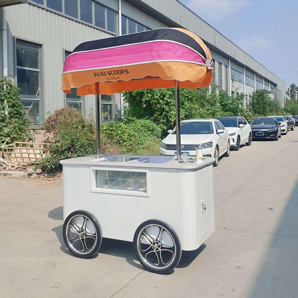 Fast Food Mobile Cart for Ice Cream Cold Drink Snack Trolley Gelato Ice Cream Cart