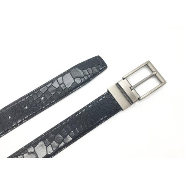 Rotate Reversible Buckle Belt Business Men Stone Croco Pattern