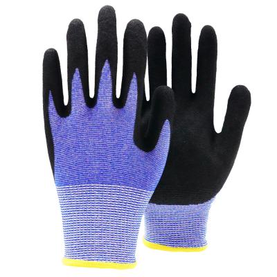 Black Non Slip Nitrile Polyester Work Gloves , Building Industrial Work Gloves