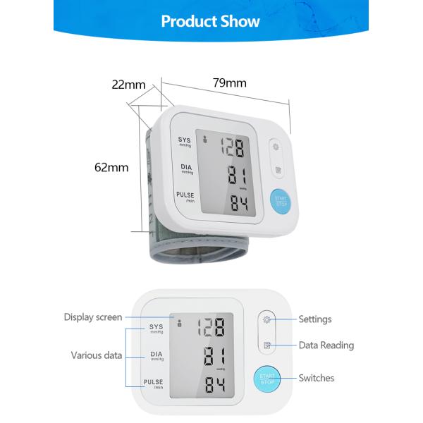 Smart Wrist Home Medical Blood Pressure Monitors Medical Testing Equipments
