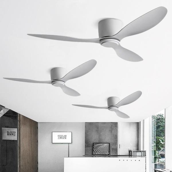 Ventilateur de plafond LED avec pales en bois et plastique, montage encastré, avec télécommande