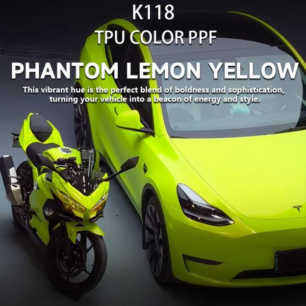 K118 Phantom Lemon Yellow TPU Color Car Paint Protection Film Best Vinyl Wrap Brand