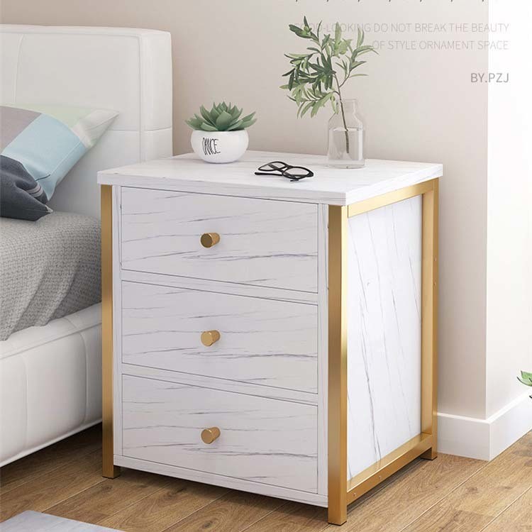 3 Drawer Gold Night Stand for Bedroom Cabinet and Drawers in Hospital Bedside Cabinet