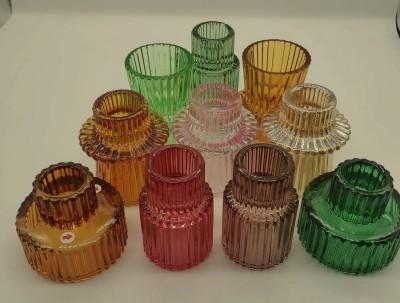Taper Glass Candlestick Holders Vintage Tealight Candle Holders for Table Centerpieces, Wedding Decor