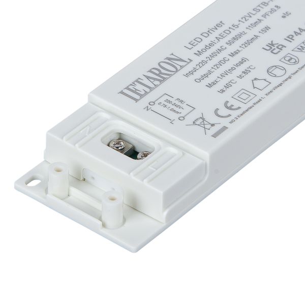 Letaron 15W 12V Led Driver Slim IP44 Waterproof LED Power Supply for Bathroom Lighting