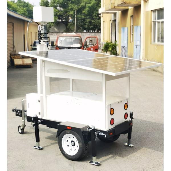 Remote Monitoring Portable Solar Powered Surveillance 4G 5G Camera Trailer For Road Construction Monitoring
