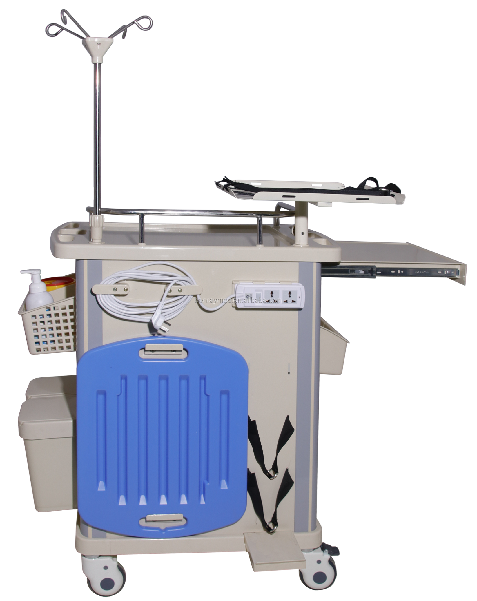 BR-ET003 Instrument Nursing Hospital High Quality Medical Equipment Crash Cart Wheels IV Stand Table Emergency Trolley