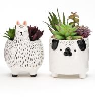 Potes de plantas de animais de cerâmica Plantadores Potes de plantas suculentas de plantas personalizadas Plantas de alpaca Cabeça animal