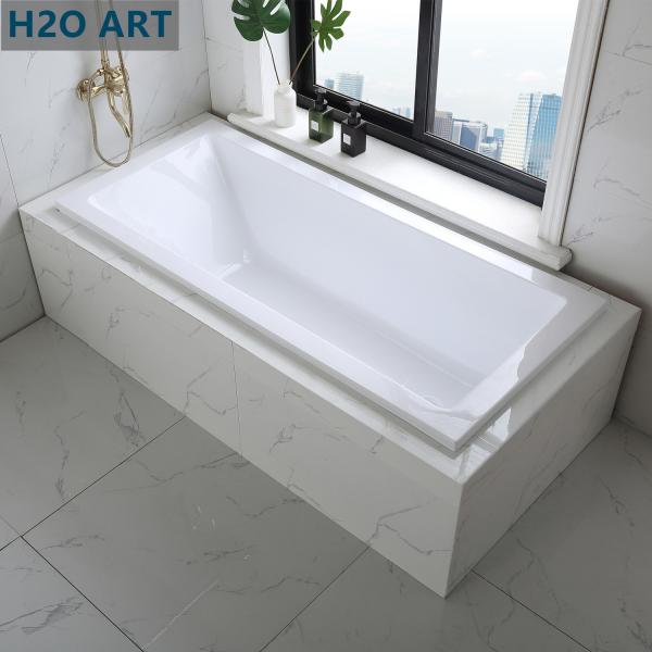 UK Standard Acrylic Drop in Bathtub with Simple Built in Design and Optional Headrest
