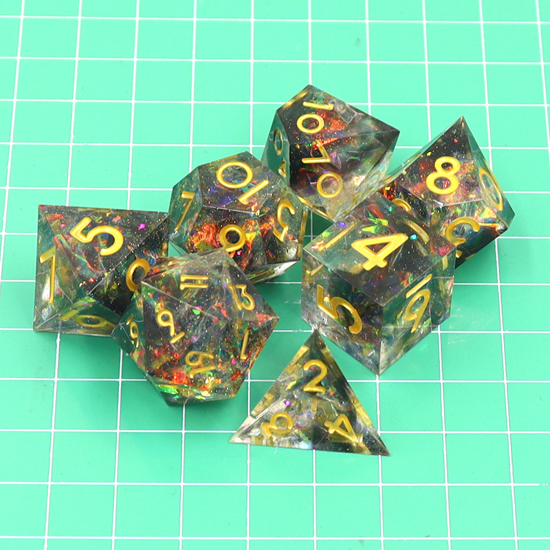 Custom Logo Liquid Core Resin Dice Set 14MM-20MM Polyhedral DND Dice for RPG Games