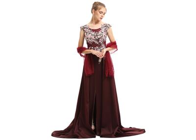 Purplish Red Wedding Bridesmaid Dresses , Beauty Flower Maxi Prom Dresses