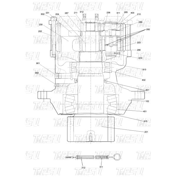 High Durability DH220-5 Excavator Swing 2 Stage Gear Pin
