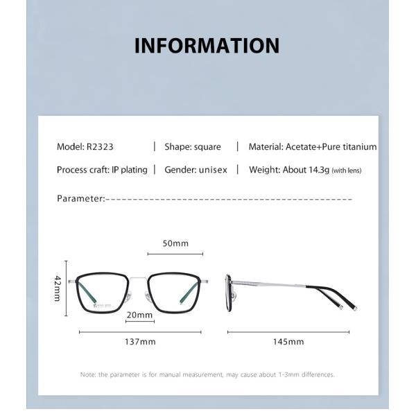 Стекел ацетата людей OEM простого дизайна титана черных оптически