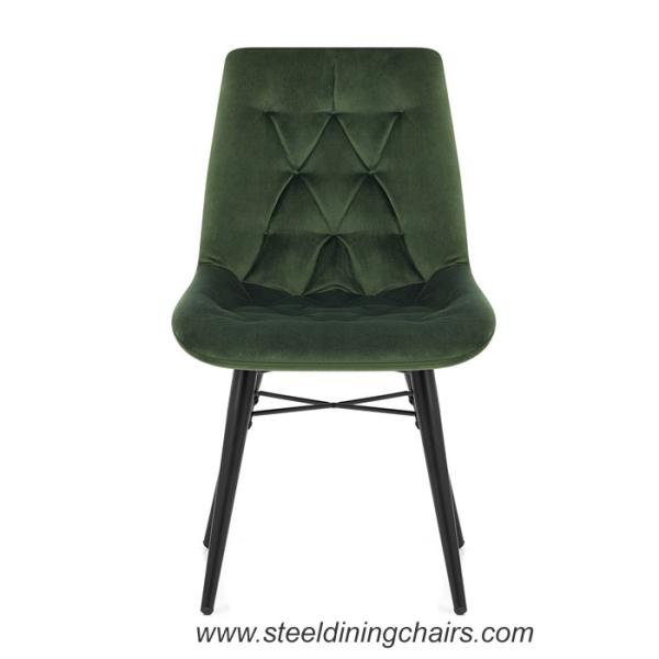 Green Velvet Armless 84cm Metal Dining Chairs With Upholstered Seats Black