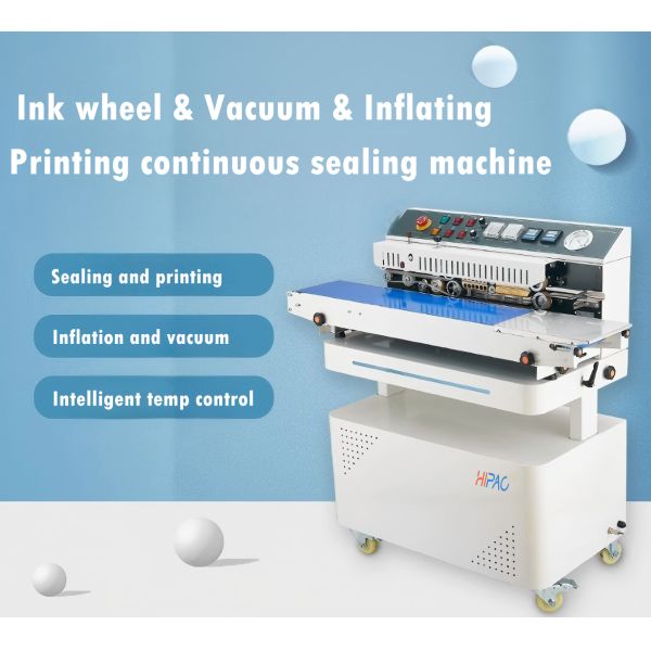 Hipac Semi-Automatic Electric Heat Sealing Machine Continuous Inflatable Bag Sealing with Degassing and Inflation