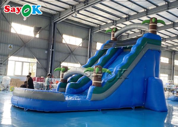 Deslizes de salto de palmeira de jardim sob medida Deslizes de água infláveis com piscina de salto
