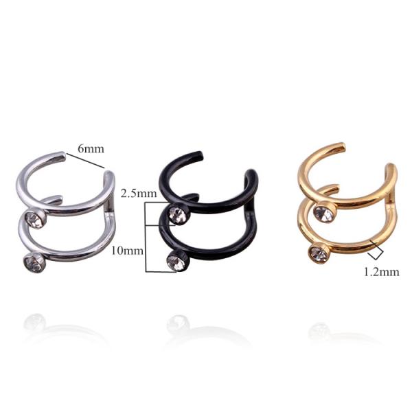 Wholesale Personality Punk Stainless Steel Non Pierced Ear Clip Cuff Earrings