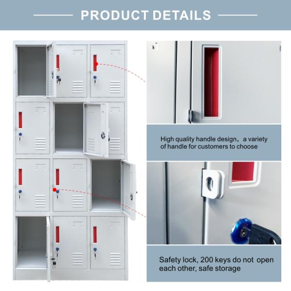 School Luggage Clothes Metal Storage Locker Student Dormitory 12 Door Steel Locker
