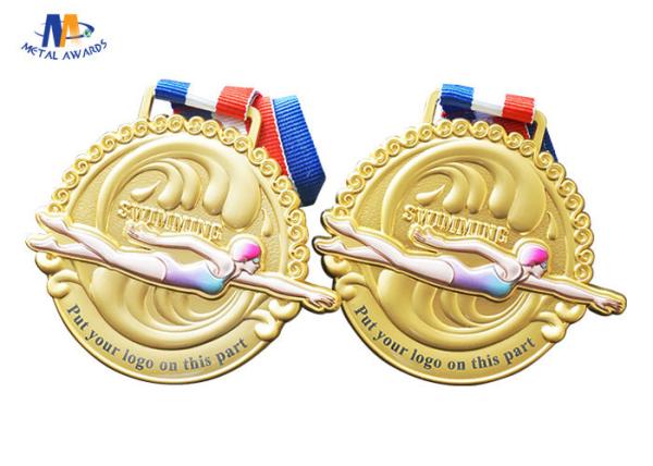 Three Dimensional 70mm 3mm Zinc Alloy Swimming Medals