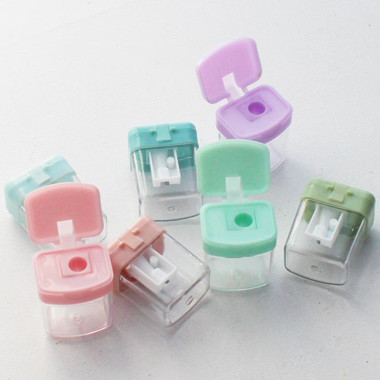 high quality hot sale candy color cover clear plastic sharpener
