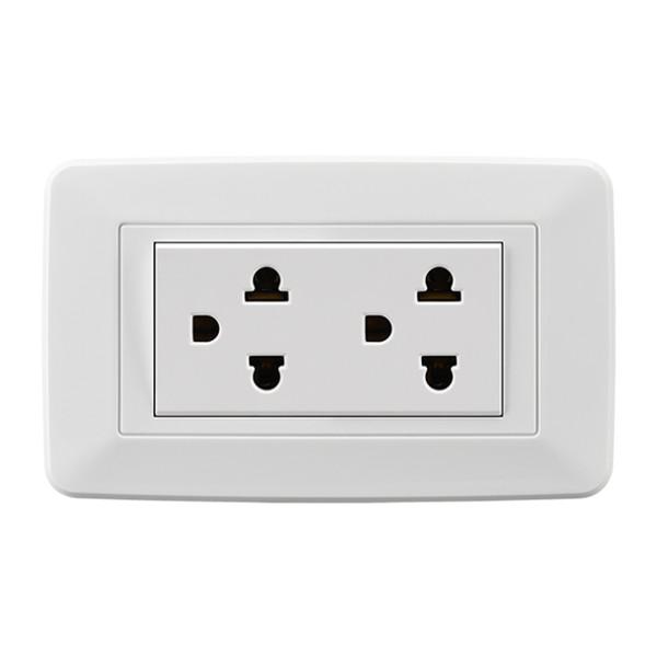 Flame Resistant 2 Gang Socket Double Gang Switch 118 * 75mm Safe Operation