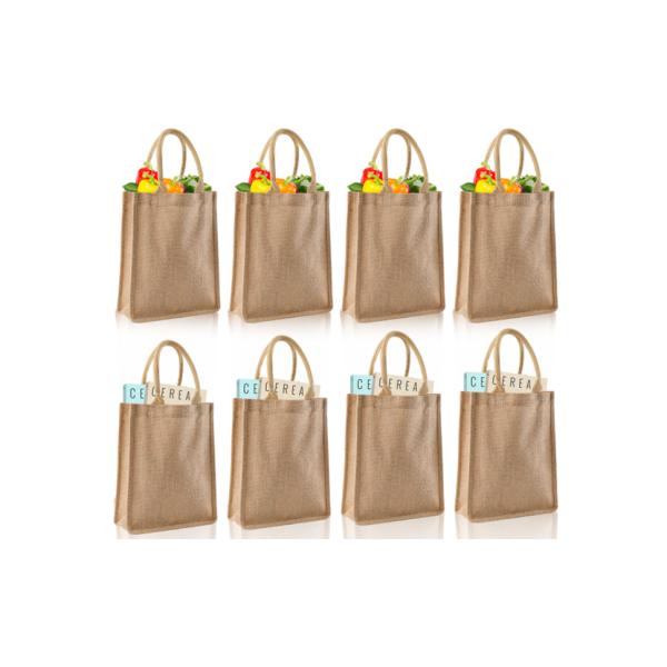 Burlap Tote Bags Bulk Laminated Interior Jute Tote Bag Full Gusset With Inner Zipper Pocket, DIY Art Crafts