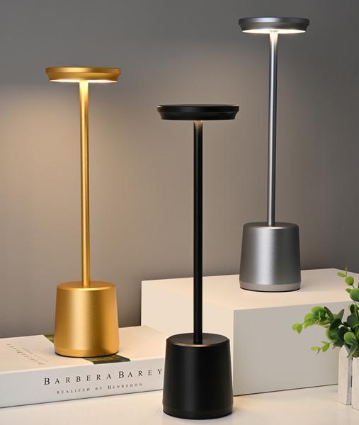 Bedside Cordless Rechargeable Metal Touch Table Lamp 188lm