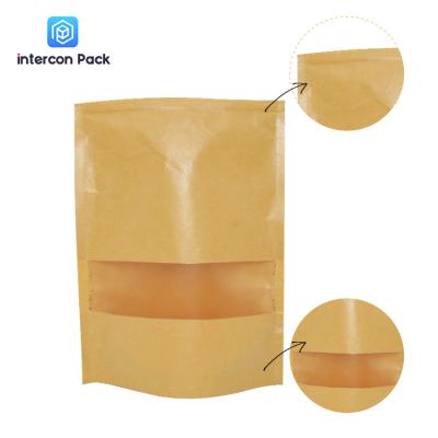 Eco Friendly Resealable Kraft Paper Pouch With Window For Potato Chips Crisp