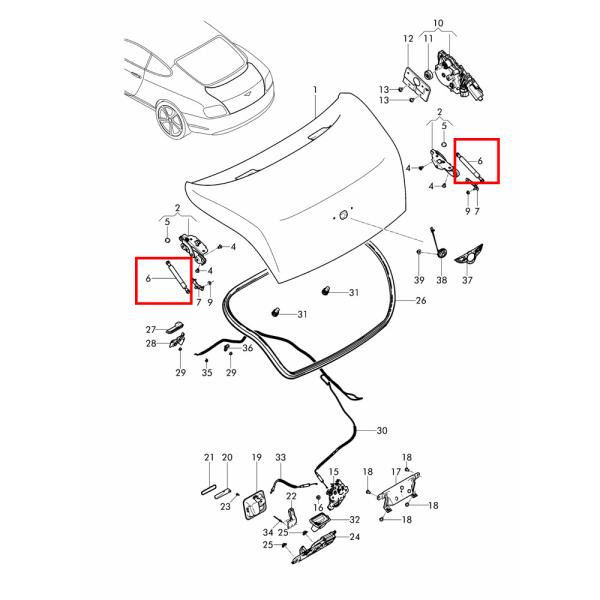 Pour le Bentley Continental Gt Gtc, le système d'absorption des chocs de la trappe arrière OEM 3W8827550