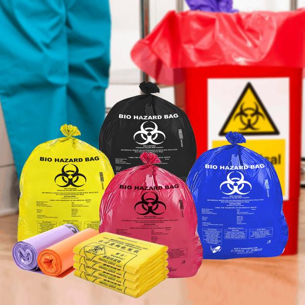 Bolsas de desechos de riesgo biológico personalizadas amarillas Bolsas de desechos de acción médica infecciosas