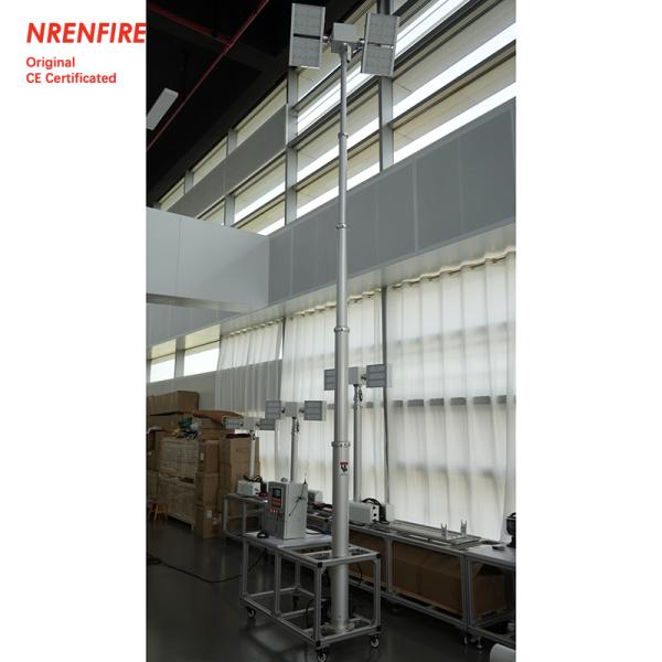6m pneumatic telescopic light mast tower for fire truck-pan tilt unit-remote control