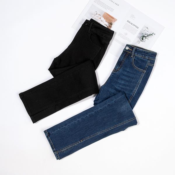 190GSM-200GSM Джинсы с высоким подъемом, узкие прямые джинсы, женские узкие эластичные брюки из джинсовой ткани
